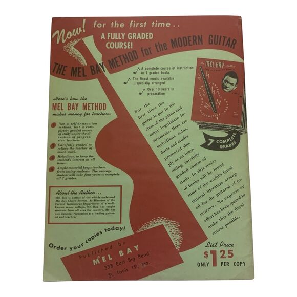 Vintage 1958 Mel Bay Fun With The Guitar Songbook Sheet Music Folk Songs - Picture 2 of 9